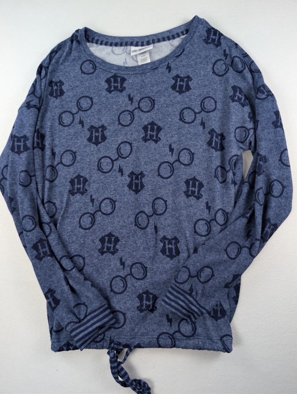 Harry Potter Wizarding World Blue Hogwarts Glasses Tie Hem Lounge Top Women’s S